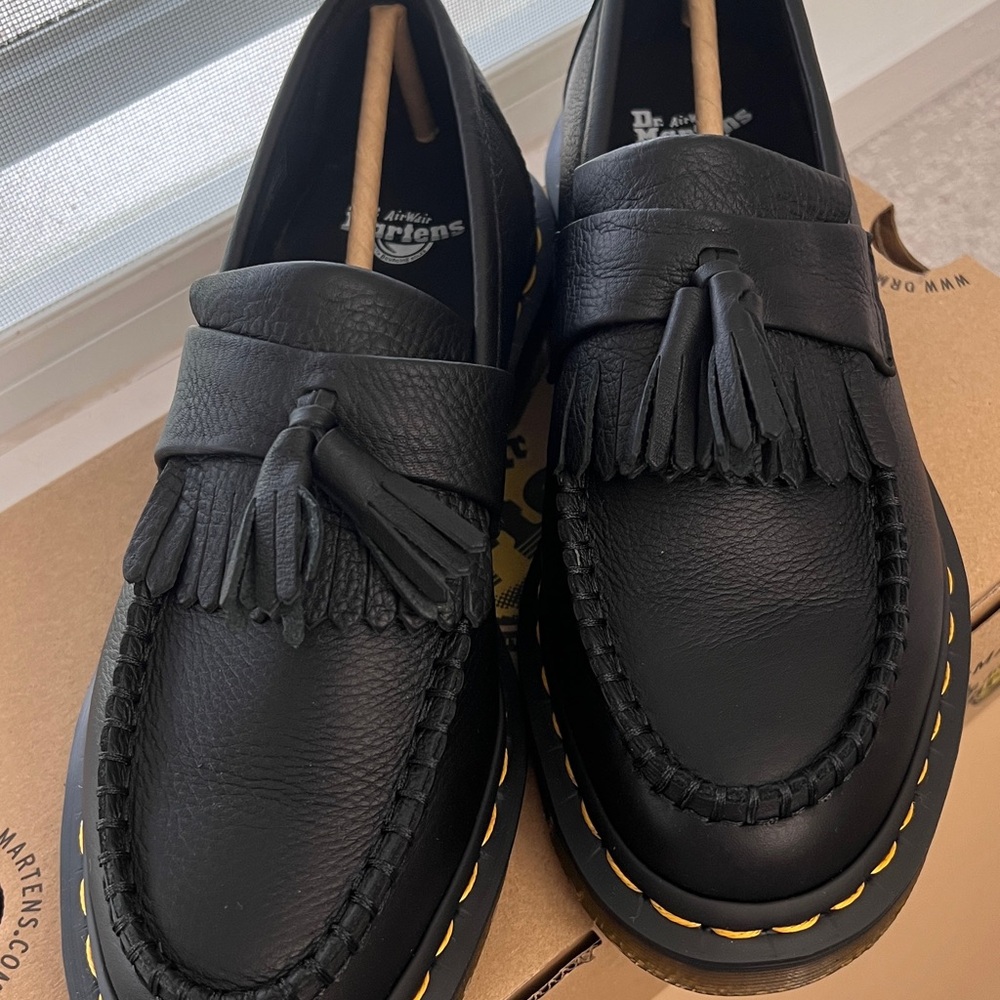 Dr. Martens Black Leather Tassel Slip-Ons